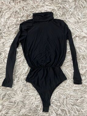 HALARA Black Long-Sleeve Turtleneck Bodysuit One-Piece